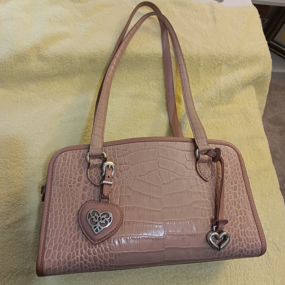 Genuine Brighton Shoulder Bag, Lt. Pink Alligator